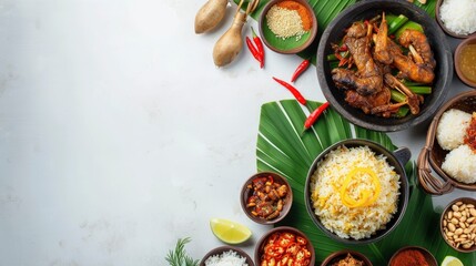 Fototapeta na wymiar National food of Indonesia with white background, realistic, HD, copy space - generative ai