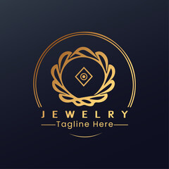 Jewelry shop logo template, feminine business branding design, premium diamond jewelry logo vector design