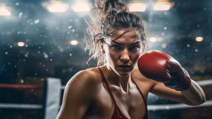 a girl boxing player