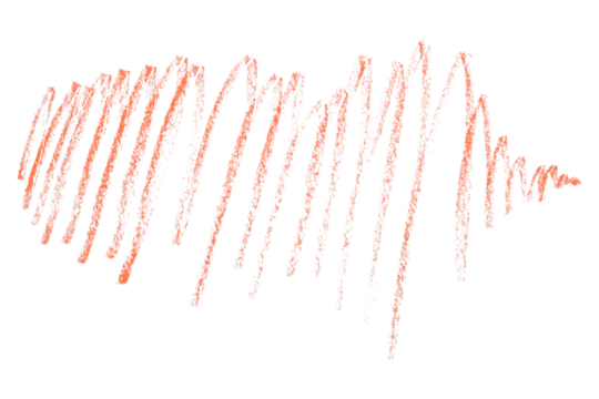 orange pencil strokes isolated on transparent background
