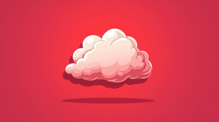 A fluffy cartoon-style cloud floating against a cheerful red background.
