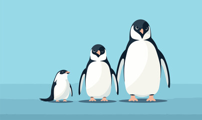 Fototapeta premium penguin family Flat style vector illustration