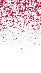 Red hearts scattered on white background.