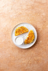 Cabbage steaks with white sauce. Healthy eating. Vegetarian food.