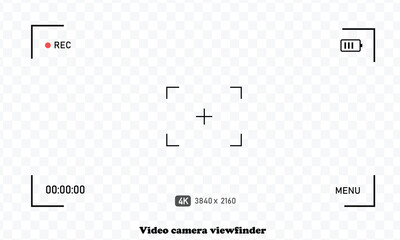 Video camera viewfinder frame. Camera display full hd format. Video filming screen vector template.