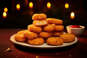 Crispy Nuggets fast food. Dinner meal snack. Generate Ai