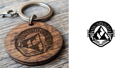 Black Mountain Key Chain. adventure badge design. Mountains labels. Mountain Stamp. Mountaineering, climbing, hiking vector illustration. 