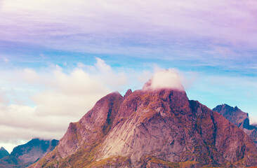Mountain ridge with sky, Norway, Europe Gradient color