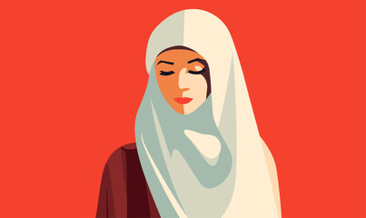 girl wearing hijab vector illustration