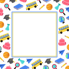 frame of school and education supplies background	