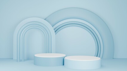 3D Rendering abstract blue background with podium