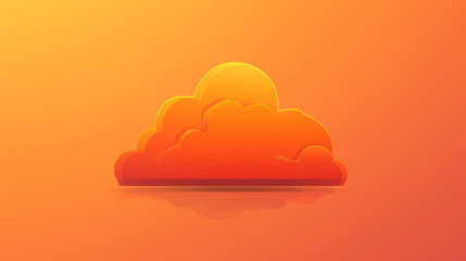 Fototapeta na wymiar A warm 3D cloud icon against an orange sunset background, evoking a peaceful and calming atmosphere.