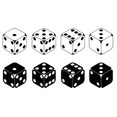 Dice icon vector set. Casino illustration sign collection. Excitement symbol. Passion logo.