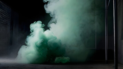 abstract background, Stench of Toxic Fog,  Dark Grounds and Green Smoke, Generative AI 
