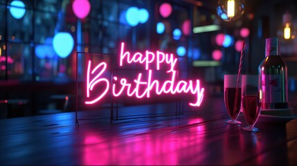 neon sign in happy birthday