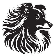 Black silhouette of giant schnauzer isolated on white background