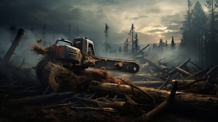 Chainsaw's Requiem for the Woods - obrazy, fototapety, plakaty