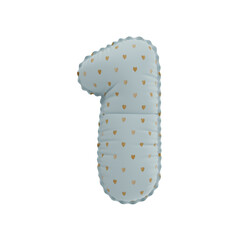 3D golden hearts pattern helium balloon number 1