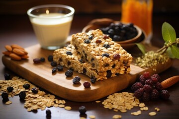 Convenient Oatmeal bar. Cereal diet oat. Generate Ai