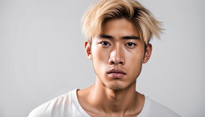 Asian Man with Deeply Depressed Expression Portrait Isolate 