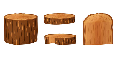 Raw materials for the woodworking industry. Tree trunk, logs, stumps,