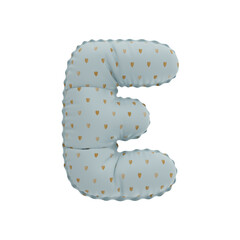 3D golden hearts pattern helium balloon letter E