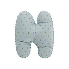 3D golden hearts pattern helium balloon letter N