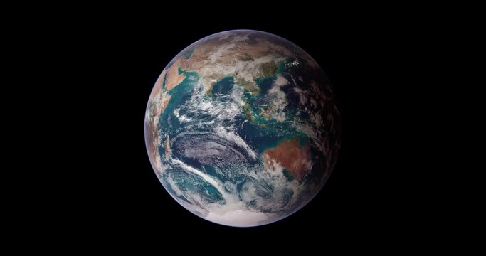 Planet Earth in space. Zoom in on globe and the continent of Asia, Australia and Oceania, the Indian ocean. Video based on images by NASA.