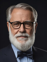 senior bearded man portrait with glasses - 732396225