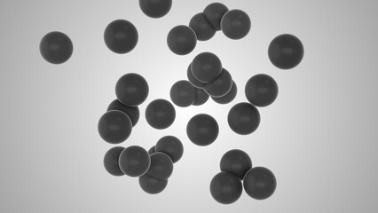 Abstract Black spheres on a white background