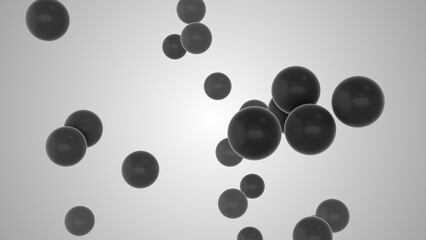 Abstract Black spheres on a white background