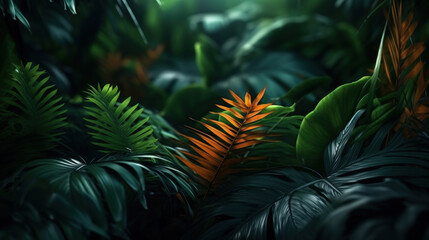 Monstera leaves and tropical nature abstract background. Generative ai.