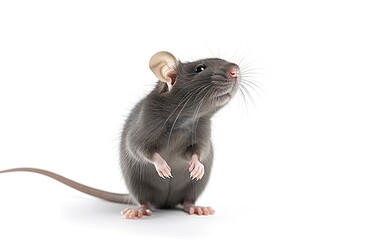 Charming close up portrait of small mouse set crisp white background isolated capturing essence of curious and misunderstood creature showcases delicate features of rodent