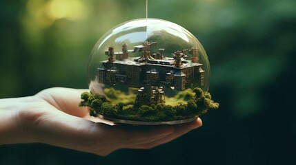 Miniature Utopian World Inside Glass Dome