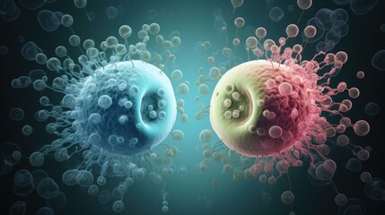 Human Cells Engaging in Immune Response