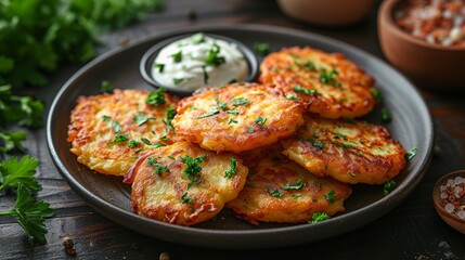 Crispy Potato Pancakes with Dill Sauce: A Delicious and Healthy Snack for the Whole Month of March Generative AI
