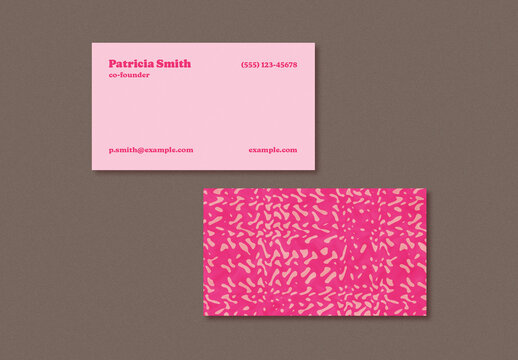 Business Card with Pink Patterned Background