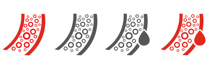 blood vessel glyph icon. Artery set symbol design vector ilustration. - obrazy, fototapety, plakaty
