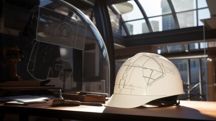 Engineering Helmet with Conceptual Visor Design