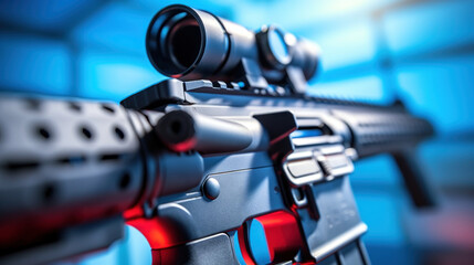 Fototapeta na wymiar Close-up of Tactical Rifle with Scope
