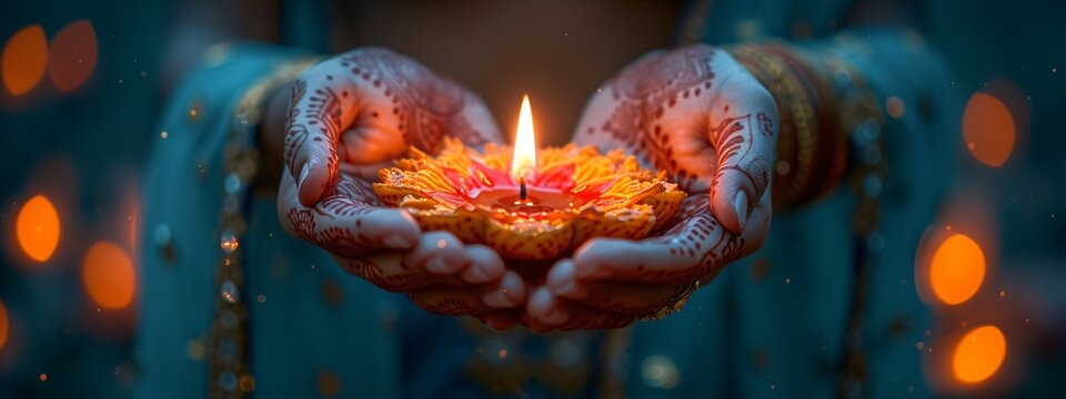 Celebrate Durga Puja with a Glowing Diya Generative AI