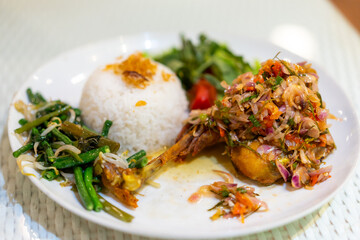 Indonesian Chicken Fried with Sambal Matah