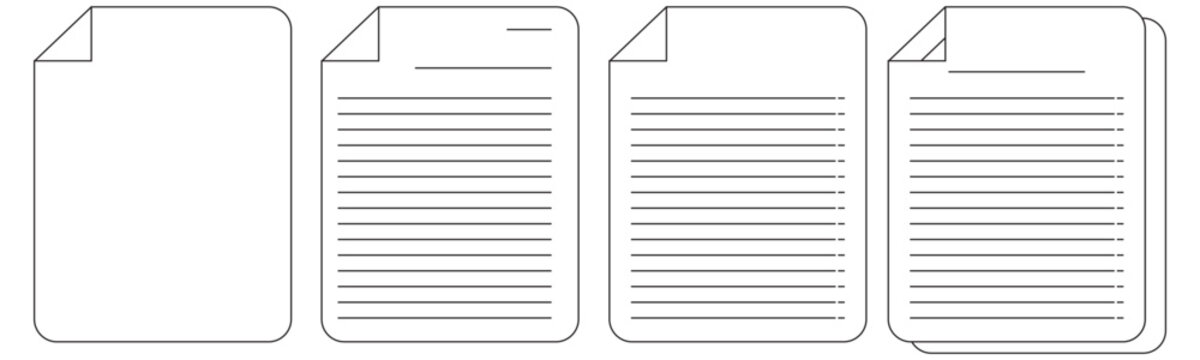 Documents line icons set. Documents outline icons with editable stroke collection. Includes Document Files,Receipt, 