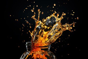 Glossy Oil splash bottle liquid. Organic fat. Generate Ai