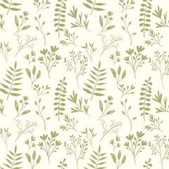 Seamless vintage botanical plants pattern design