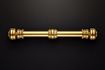 A golden curtain rod against a black background. Versatile and elegant, suitable for various design projects