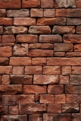 Obraz premium A wall made of red bricks without mortar. Ideal for adding a rustic touch to architectural designs or creating a vintage backdrop