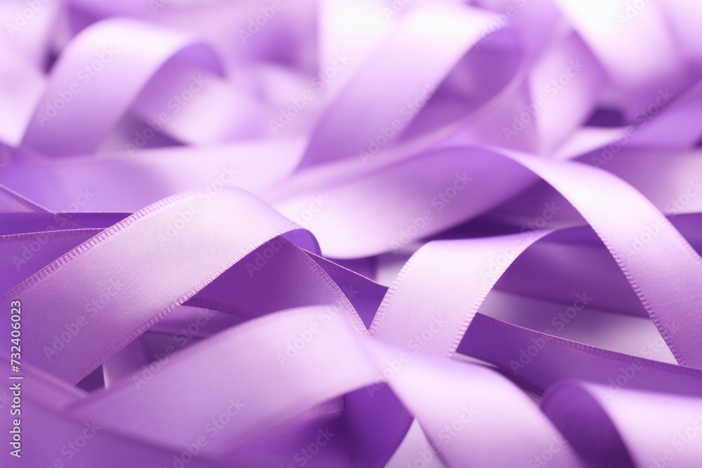 Poster a close-up view of a bunch of purple ribbons. this image can be used for various creative projects a