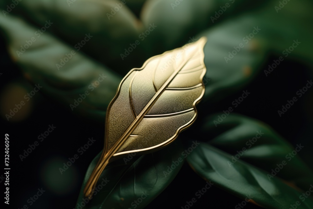 Poster A close-up view of a leaf on a plant. This image can be used for various purposes