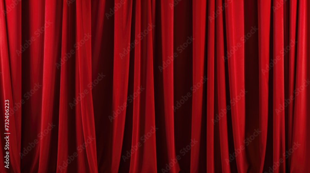 Poster a vibrant red curtain stands out against a dark black background. perfect for adding a touch of eleg